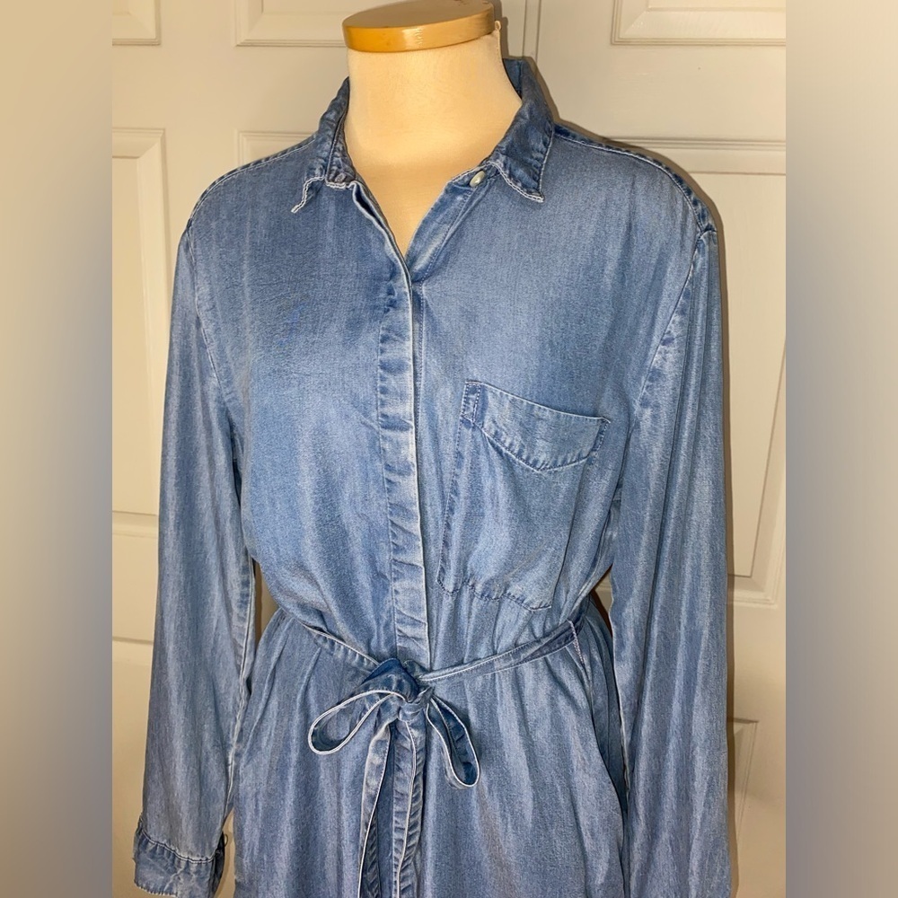 GAP Blue Denim Long Sleeve Jean Dress Size S Y2K Casual - Picture 2 of 7